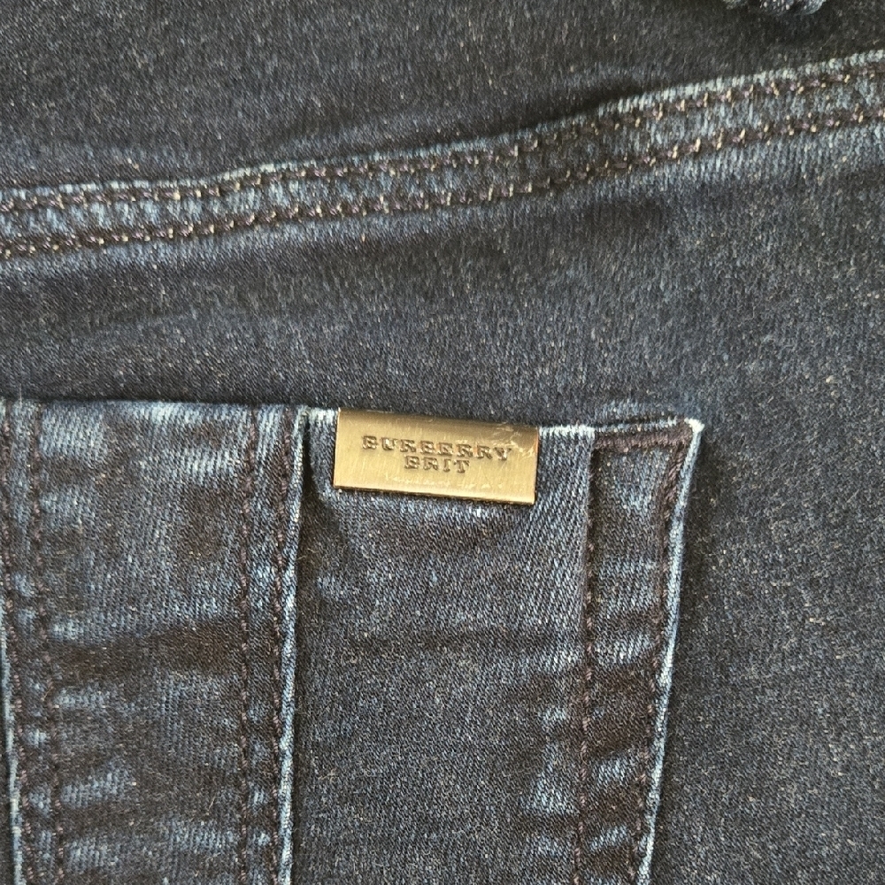 Burberry Brit Chelsea Boot Cut Jeans Nova Check Pocket Womens Size 29 Dark Wash